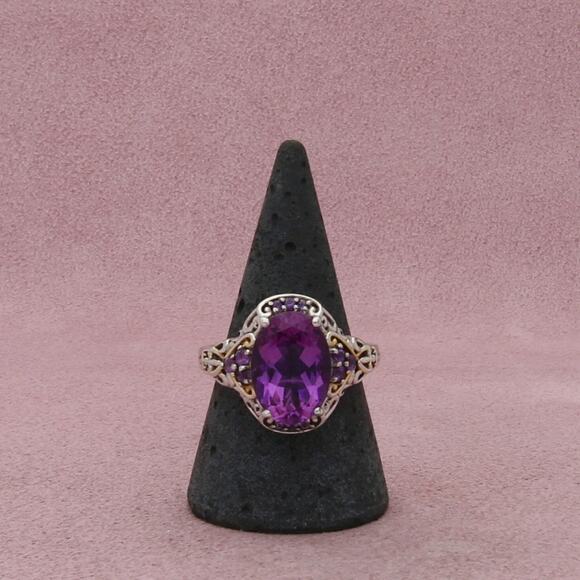 chuck clemency sterling silver oval-cut purple amethyst ring size 10 - Picture 1 of 3